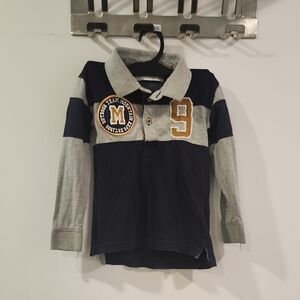 Boys' Navy and Gray Polo Shirt with Patch